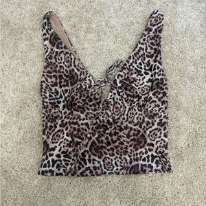 SHEIN Black and Brown Leopard Print Crop Tank Top